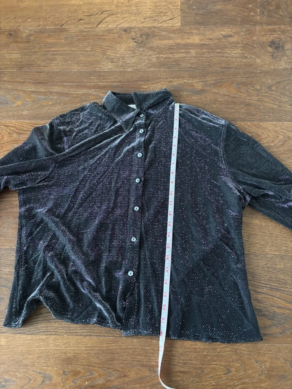 Vintage Y2K Sheer Mesh Metallic Glittered Button-Down Shirt - Picture 7 of 8